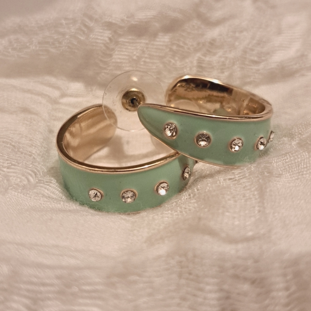 Mint and Gem Hoops